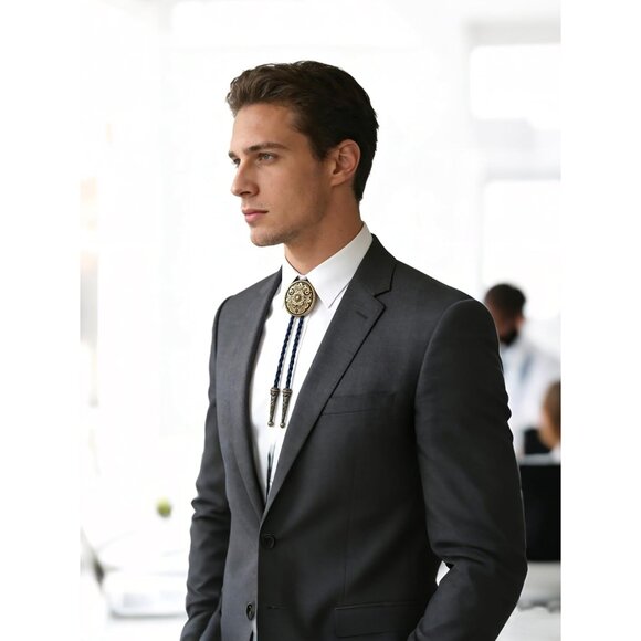 Native American Bolo Tie Rodeo Cowboy Leather Necktie Western Necklace Costume A - Picture 2 of 9